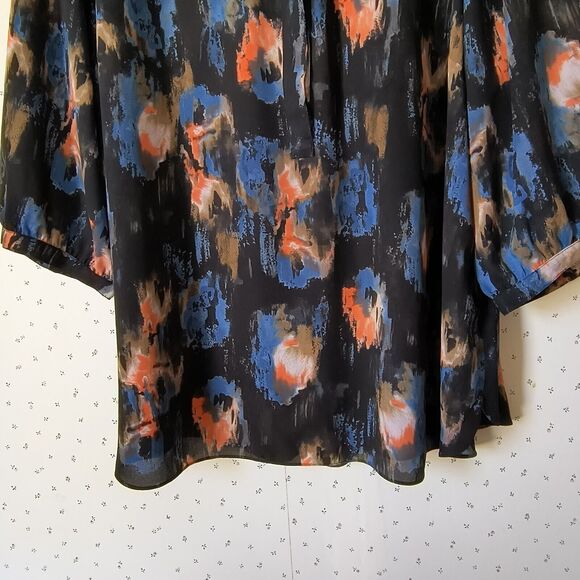 NYDJ Blouse Womens Size 2X Multicolor Artsy Abstract Career Office Geometric - Picture 9 of 16